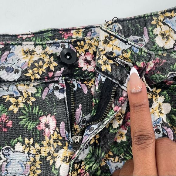 Disney Lilo & Stitch Colorful Tropical Floral Cutoff Denim Shorts Size 7 - Picture 4 of 13